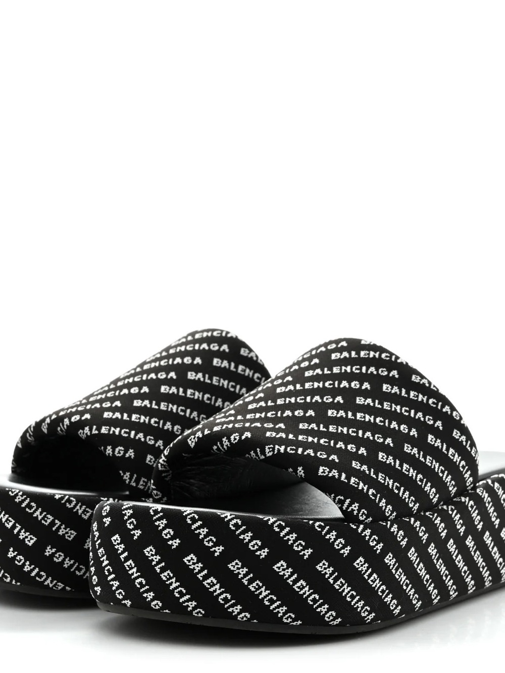 Balenciaga Black All-Over Logo Slide Sandals - Picture 3 of 3